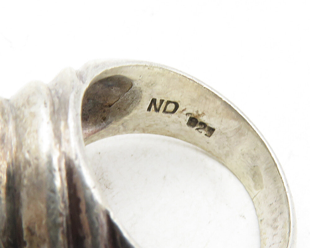 925 Sterling Silver  Vintage Inlaid Black Onyx Dome Cocktail Ring Sz 7  RG9862