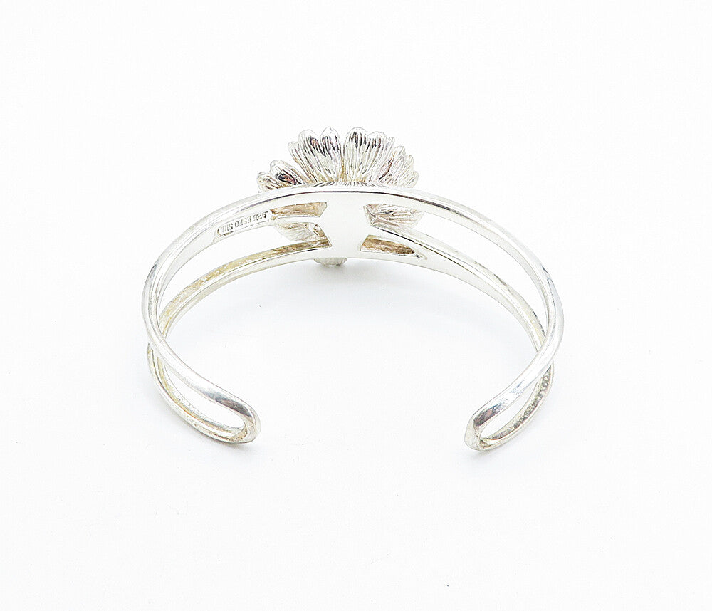 ESPO 925 Silver & 14K GOLD  2 Tone Sculpted Flower Split Cuff Bracelet  BT2484