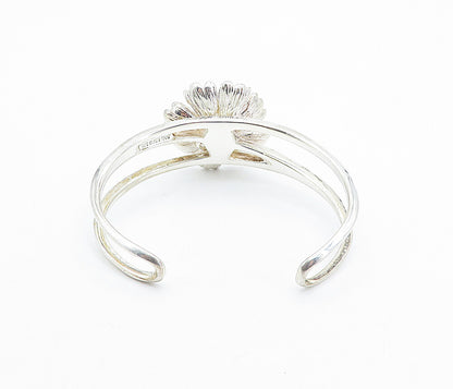 ESPO 925 Silver & 14K GOLD  2 Tone Sculpted Flower Split Cuff Bracelet  BT2484