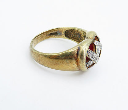 925 Sterling Silver  Vintage Topaz Two Tone Weaved Band Ring Sz 9.5  RG4894