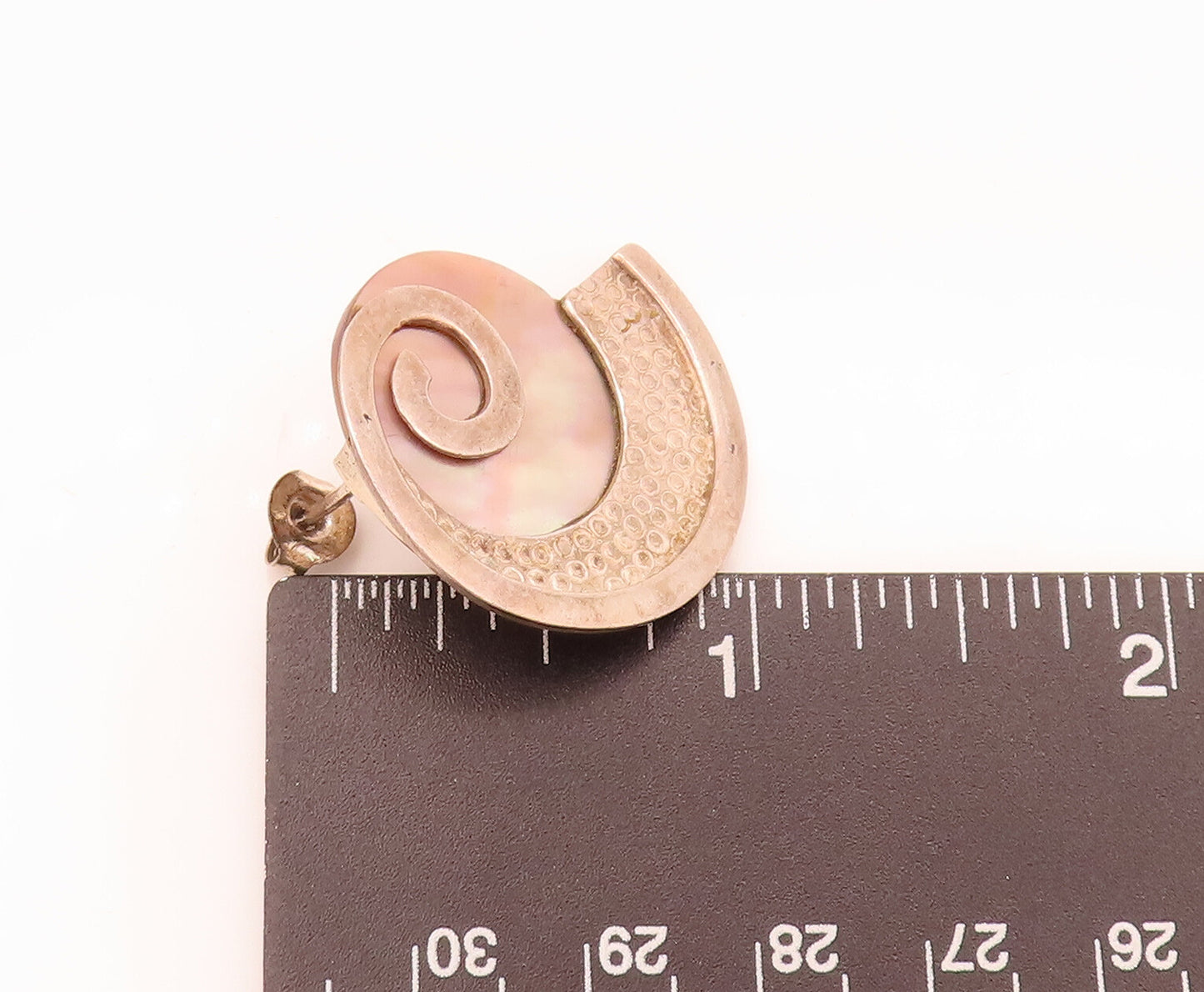 ZEALANDIA 925 Sterling Silver  Vintage Spiral Mother Of Pearl Earrings EG12478