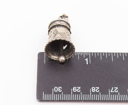 925 Sterling Silver Vintage Pendant Heart Cutout Grandmother Bell JINGLE PT26457