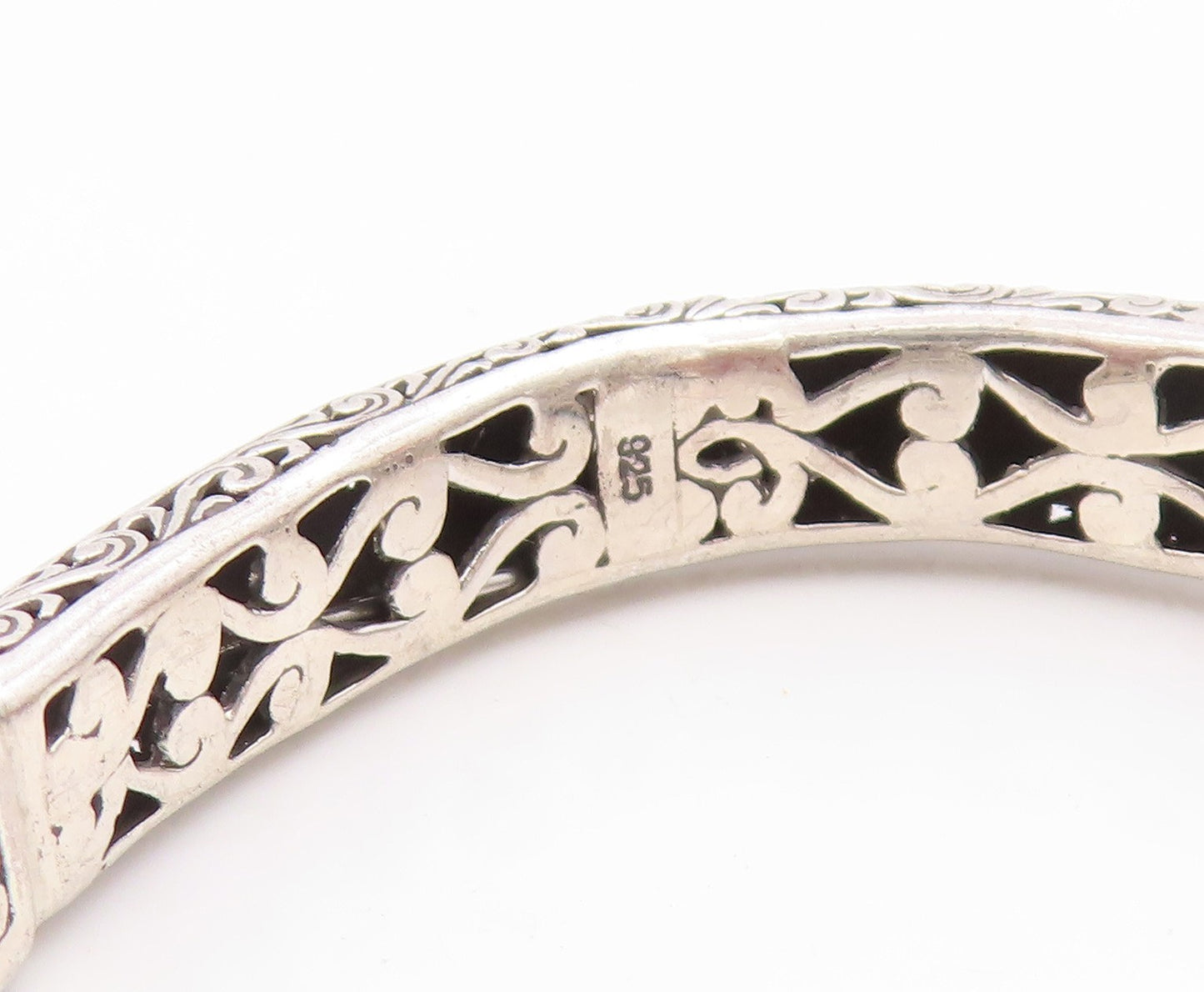 925 Sterling Silver Vintage Bracelet Intricate Floral Scrollwork Cuff  BT11805