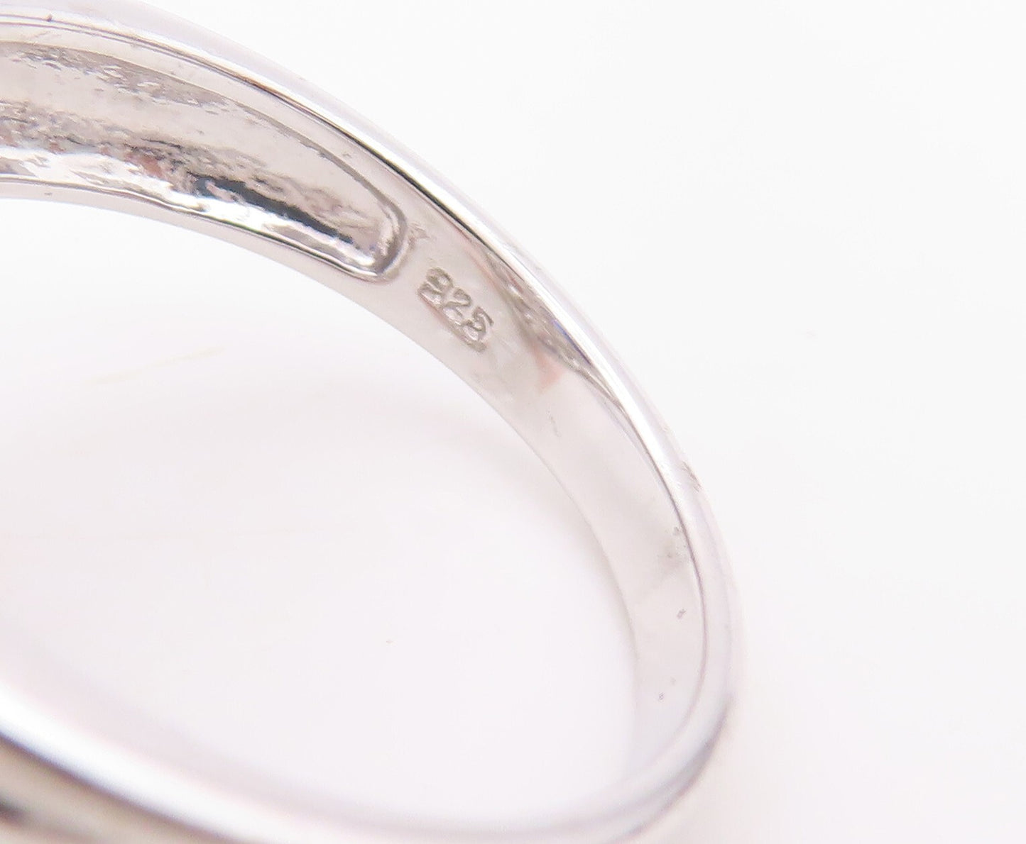 925 Sterling Silver Vintage Ring Oval Sapphire Web Cutout CZ Inlay Sz 7  RG30141