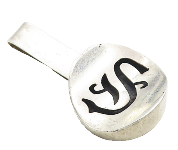 AA MEXICO 925 Silver  Vintage Dark Tone S Initial Cutout Tie Clip  TR1387