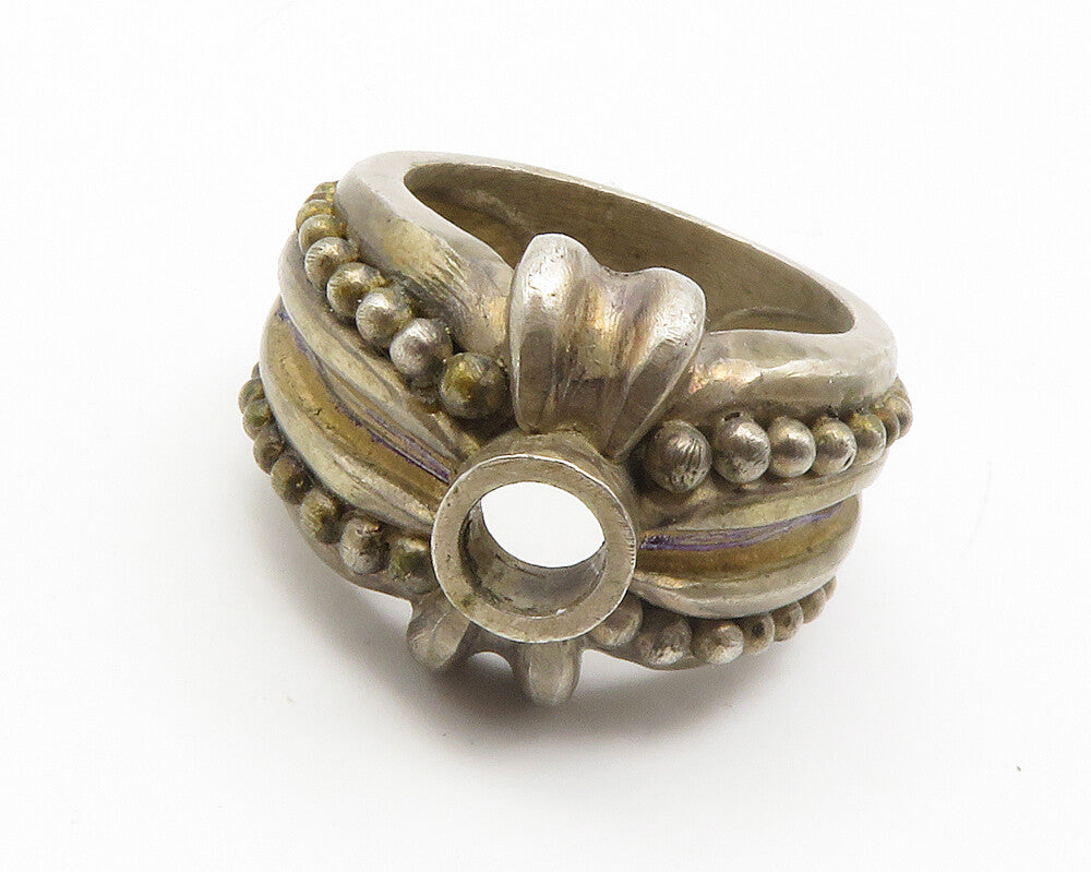925 Sterling Silver  Vintage Dark Tone Bubble Detail Band Ring Sz 7  RG13925