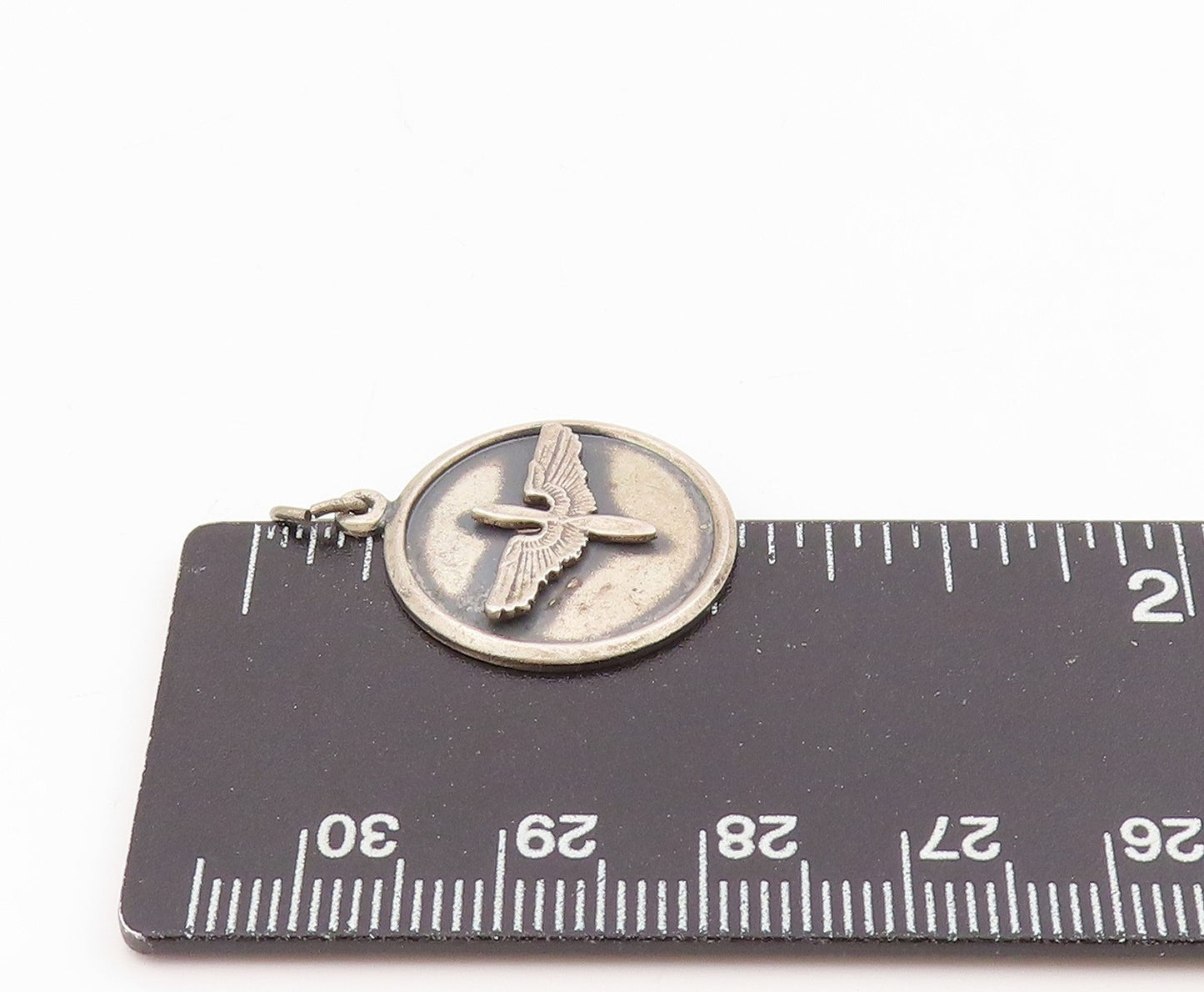 925 Sterling Silver Vintage Pendant USAAF Pilot Wings Aviation Medallion PT25464