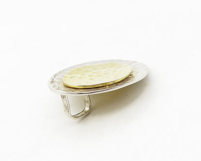 SILPADA 925 Sterling Silver  Shiny Two Tone Hammered Round Pendant  PT13827
