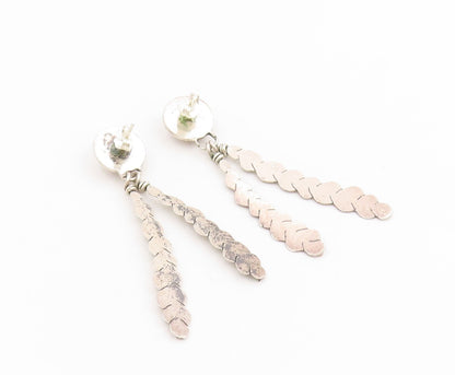 925 Sterling Silver Vintage Earrings SOUTHWESTERN Double Feather Dangle EG13731