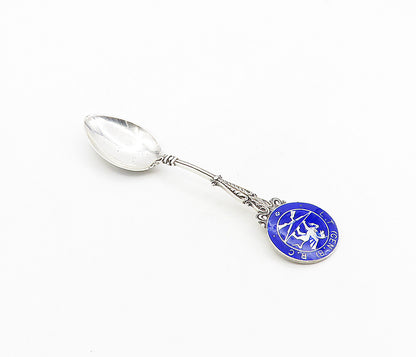 ENGLAND 925 Sterling Silver  Vintage Enamel Coated Baroque Swirl Spoon  TR1572