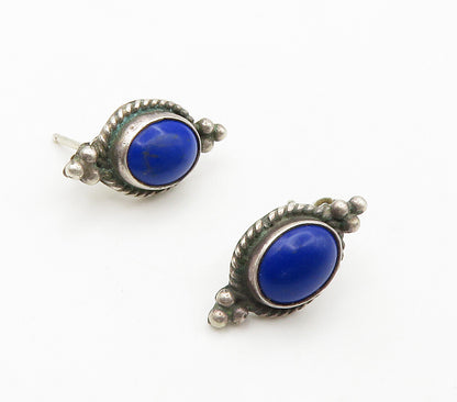 NAVAJO 925 Silver  Vintage Cabochon Cut Lapis Lazuli Drop Earrings  EG7916