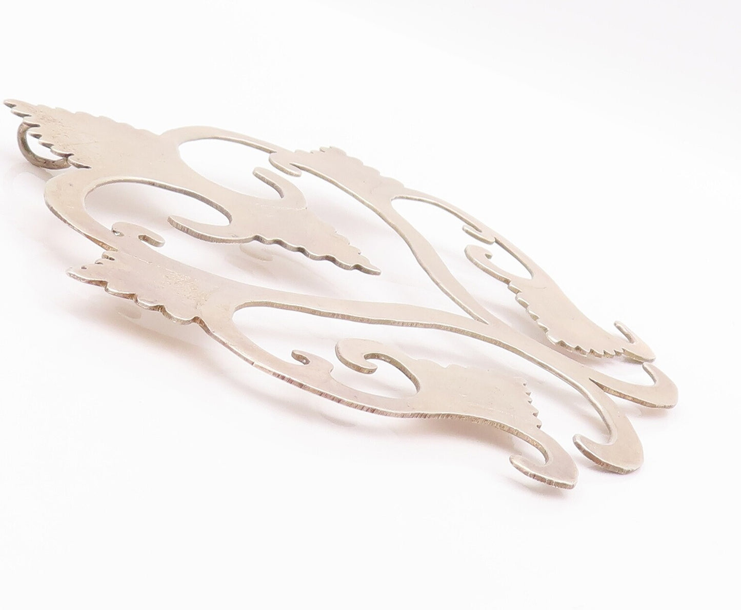 925 Sterling Silver Vintage Pendant Antique 1974 Large Designer Carved   PT22986