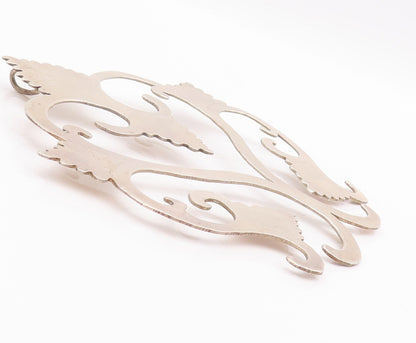 925 Sterling Silver Vintage Pendant Antique 1974 Large Designer Carved   PT22986
