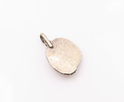 NAVAJO 925 Sterling Silver  Vintage Mother Of Pearl Feather Pendant  PT13914