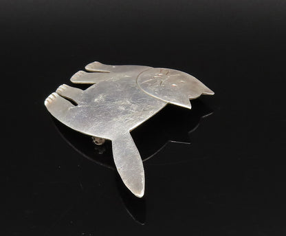 MEXICO 925 Sterling Silver Vintage Minimalist Etched Cat Brooch Pin BP10038