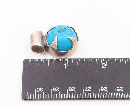 925 Sterling Silver Vintage Pendant MEXICO Cabochon Turquoise Charm  PT26471