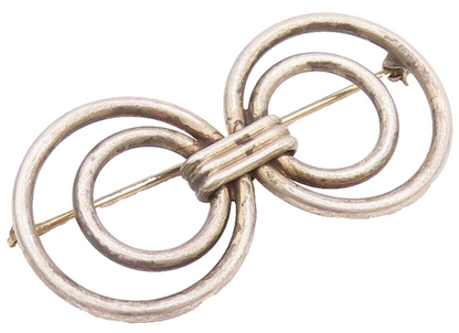 925 Sterling Silver Vintage Brooch Pin Brutalist Symmetric Circles  BP10760