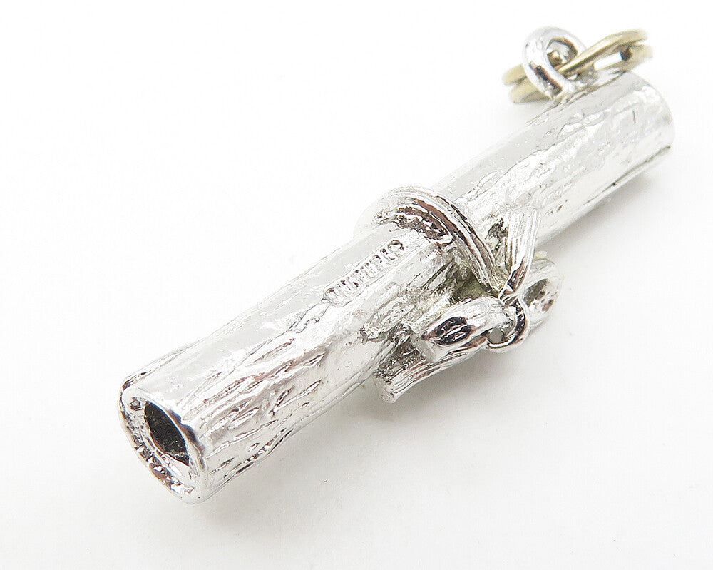 925 Sterling Silver  Vintage Petite Shiny Graduate's Diploma Pendant  PT9037
