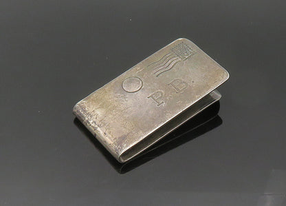 CHASE MEXICO 925 Sterling Silver Vintage Stamped Letter Motif Money Clip  TR2855