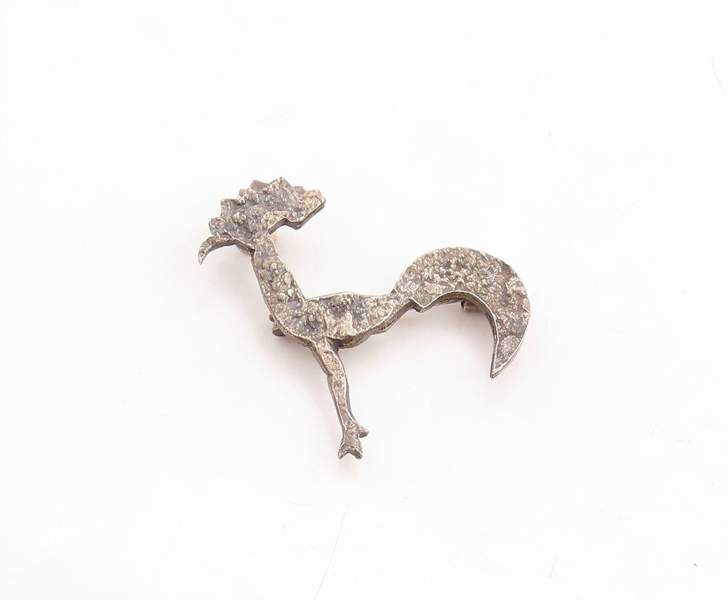 925 Sterling Silver Vintage Brooch Pin Dark Tone Cutout Roderunner Bird  BP11442