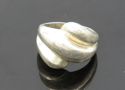 925 Sterling Silver  Vintage Shiny Fluted Bypass Style Band Ring Sz 7  RG21278