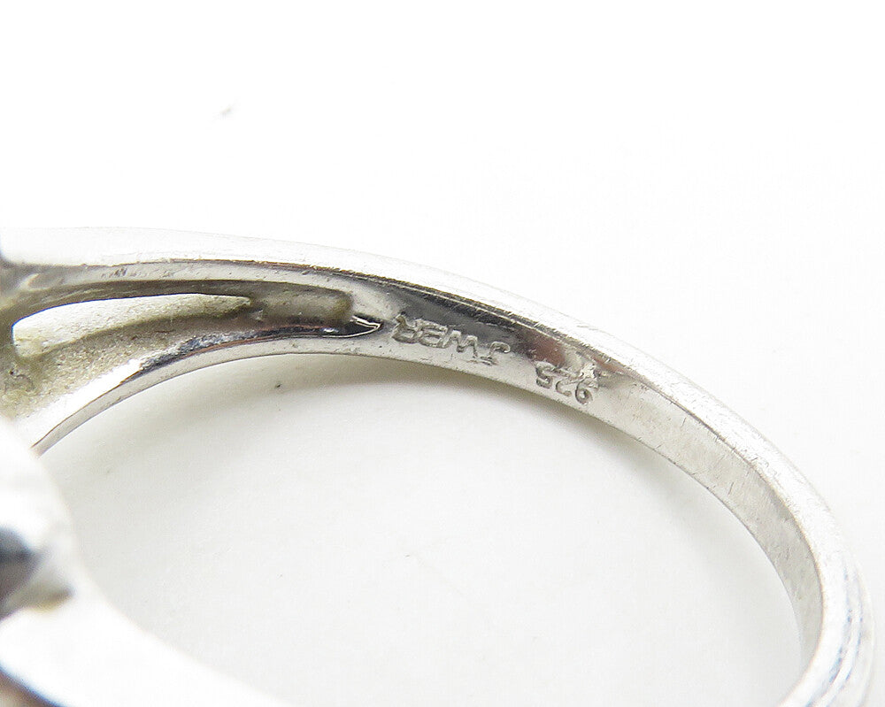 JWBR 925 Silver  Vintage Emerald Accented Butterfly Band Ring Sz 7  RG18466