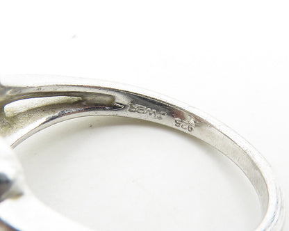 JWBR 925 Silver  Vintage Emerald Accented Butterfly Band Ring Sz 7  RG18466