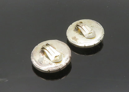 925 Sterling Silver  Vintage Shiny Concave Round Non Pierce Earrings  EG9969