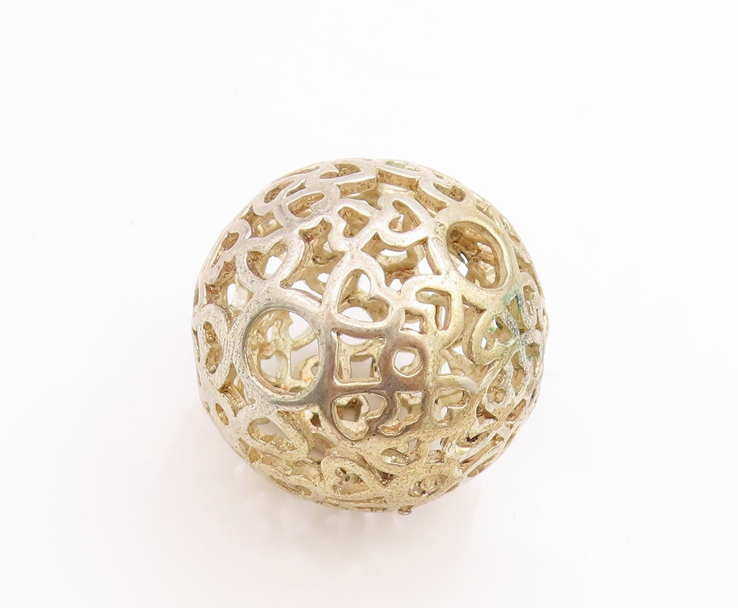 925 Sterling Silver Vintage Pendant Brutalist Cutout Sphere PT24364