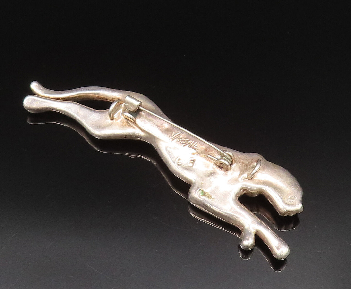 DAVID VARSANO 925 Silver  Vintage Two Tone Running Panther Brooch Pin  BP9555