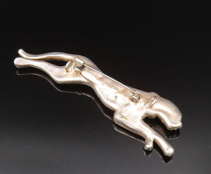 DAVID VARSANO 925 Silver  Vintage Two Tone Running Panther Brooch Pin  BP9555