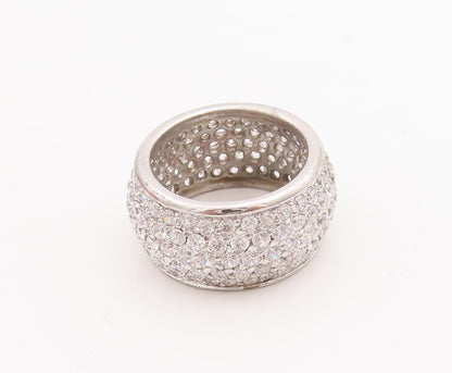 925 Sterling Silver Vintage Ring Broad Band CZ 360 Beaded Band  Sz 7  RG29252