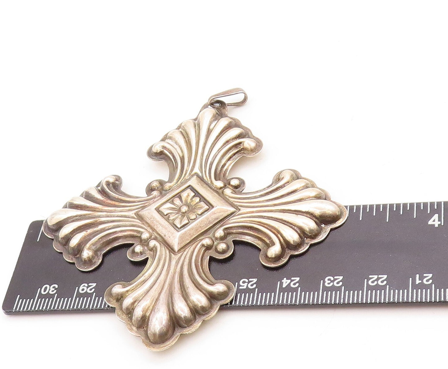925 Sterling Silver Vintage Pendant REED & BRTON Large Swirls Etched  PT23790