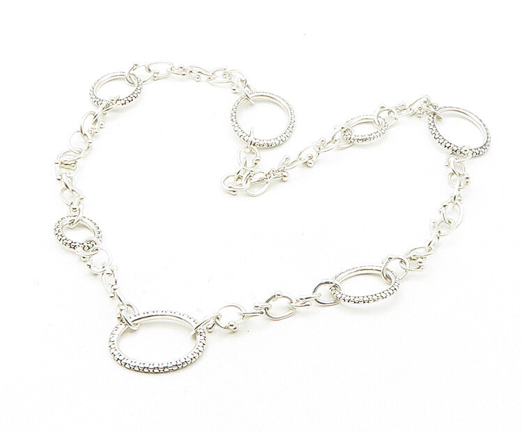 MICHAEL DAWKINS 925 Silver  Vintage Shiny Cobble Detail Chain Necklace  NE2890