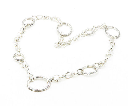 MICHAEL DAWKINS 925 Silver  Vintage Shiny Cobble Detail Chain Necklace  NE2890