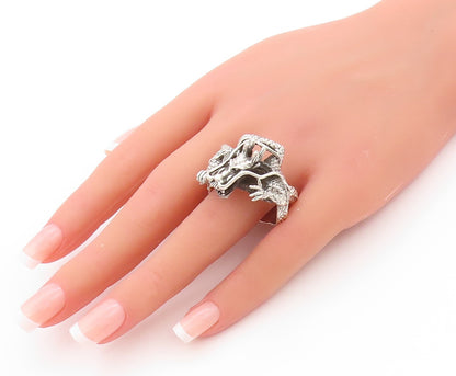 925 Sterling Silver Vintage Ring Dark Tone Large Chinese Dragon  Sz 5  RG32856