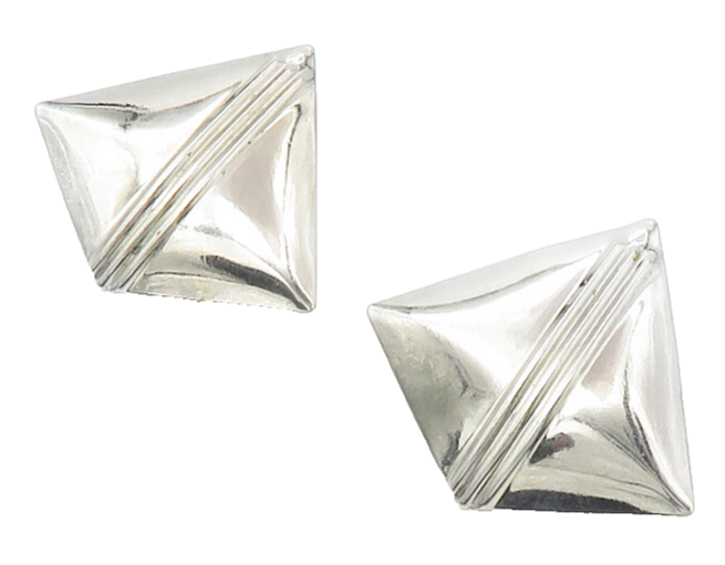 925 Sterling Silver  Vintage Shiny Raised Detail Drop Earrings  EG7275