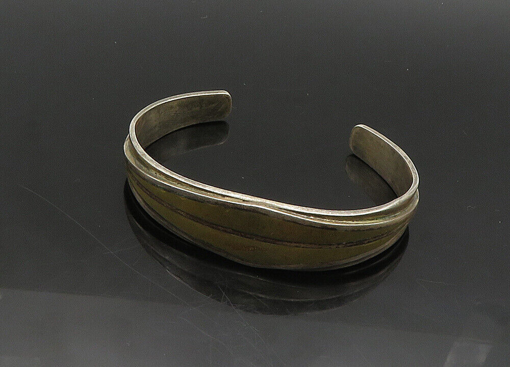 925 Sterling Silver  Vintage Antique Inlaid Jasper Cuff Bracelet  BT8028