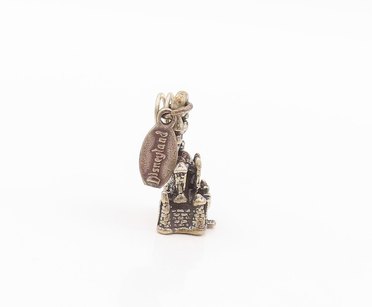 925 Sterling Silver Vintage Pendant Antique Dark Tone Walt Disney Castle PT23928