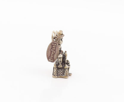 925 Sterling Silver Vintage Pendant Antique Dark Tone Walt Disney Castle PT23928