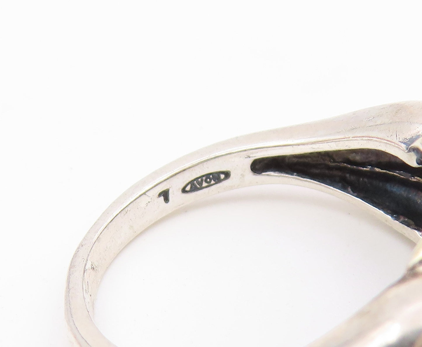925 Sterling Silver Vintage Ring AVON Smoky Quartz Grooved Band  Sz 7  RG36613