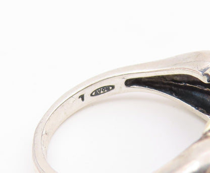 925 Sterling Silver Vintage Ring AVON Smoky Quartz Grooved Band  Sz 7  RG36613