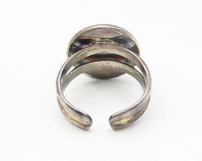 925 Sterling Silver  Vintage Chiseled Design Cocktail Ring Sz 8.5  RG10954