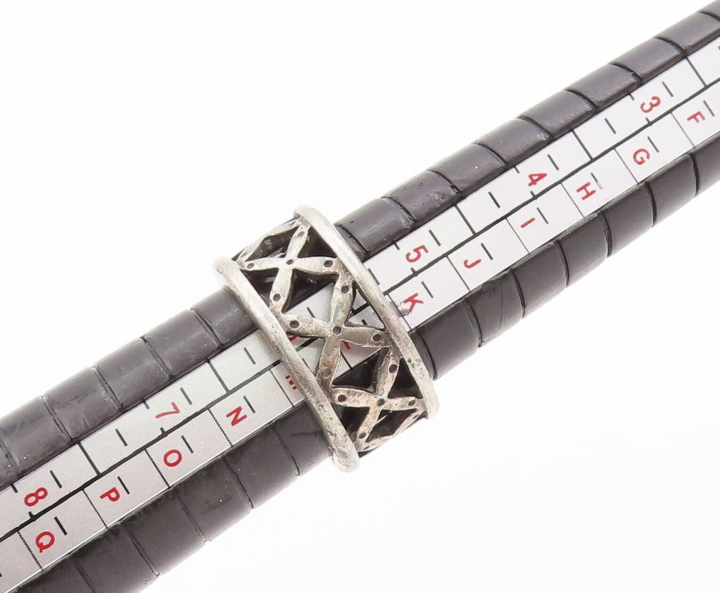 925 Sterling Silver Vintage Ring Minimalist Cutout 'x' Band  Sz 6  RG28552