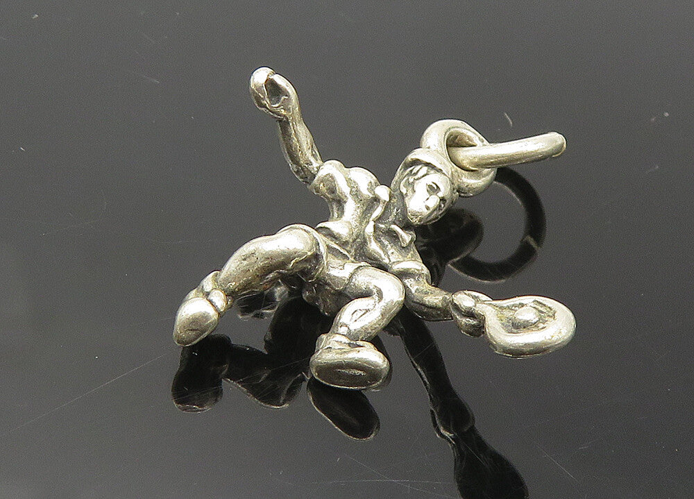 925 Sterling Silver  Vintage Petite Tennis Player Sports Drop Pendant  PT9229