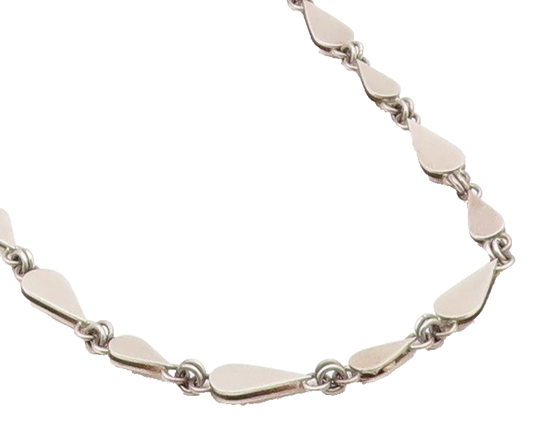 925 Sterling Silver Vintage Necklace Interlocking Teardrop Link Chain NE4688