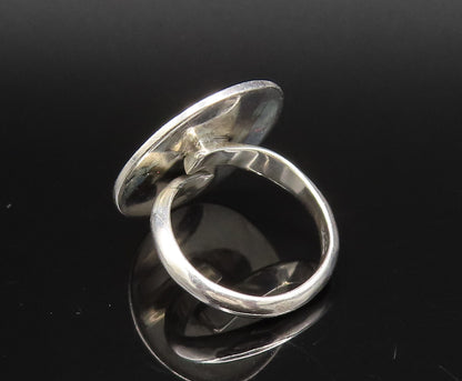 18K GOLD & 925 Silver  Vintage Open Swirl Frame & Dragonfly Ring Sz 7  RG26076