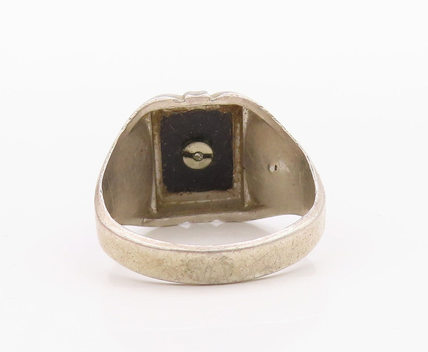 925 Sterling Silver Vintage Ring Designer Carved Alphabet A  Sz 9  RG33311