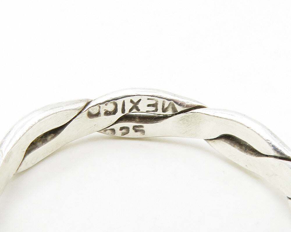 MEXICO 925 Silver  Vintage Shiny Infinity Twist Large Band Ring Sz 12  RG18794