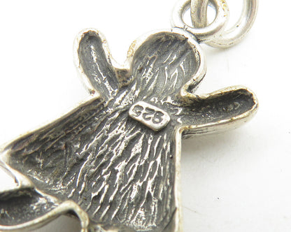 925 Sterling Silver  Vintage Dark Tone Girl In Dress Motif Pendant  PT8900